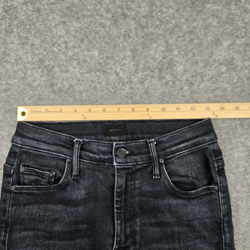 Mother Jeans Womens 28 The Weekender Fray Flare Thunder Road Black Denim Stretch - Picture 7 of 13